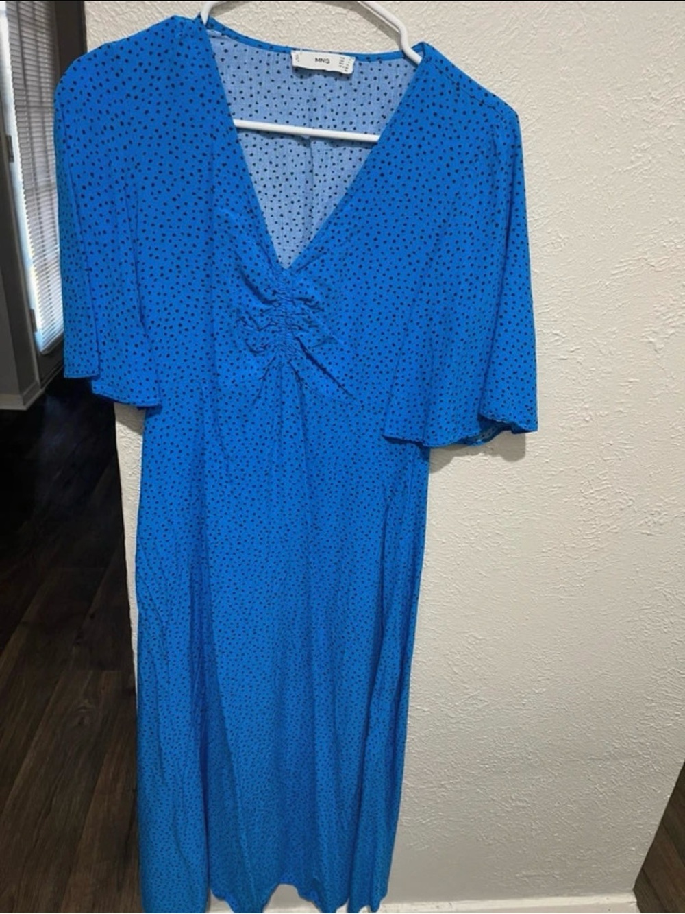 Mango Cobalt Blue Maxi Dress with Knot Front